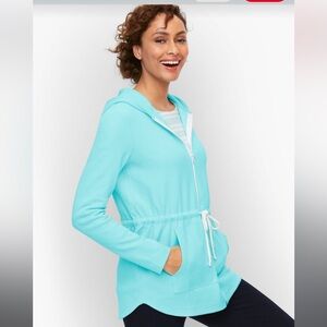 T by Talbots PIQUÉ DRAWCORD HOODED JACKET Size Medium